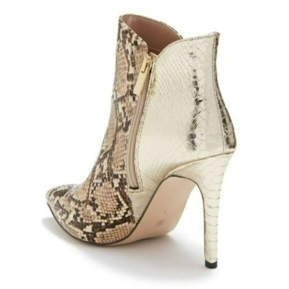NWT BCBG Generation Haffi Snakeskin Embossed Gold Ankle Heel Bootie - Picture 3 of 6